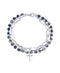 UNWRITTEN Genuine Sodalite Stone Strand Plated Silver Crystal Cross Bracelet